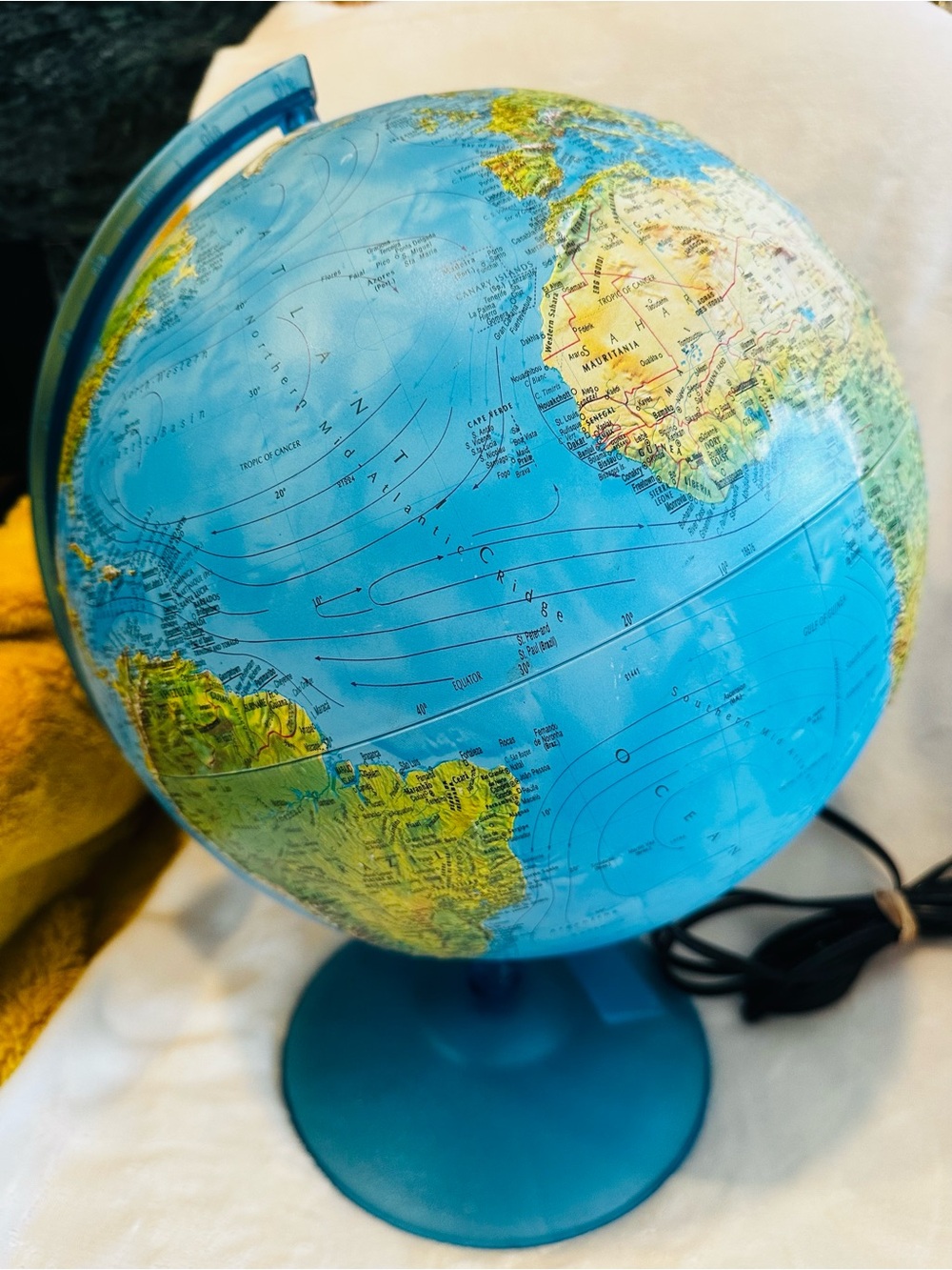 Vintage Nova Rico Florence Lumiere Globe Illuminated Earth Table Lamp Light 18"